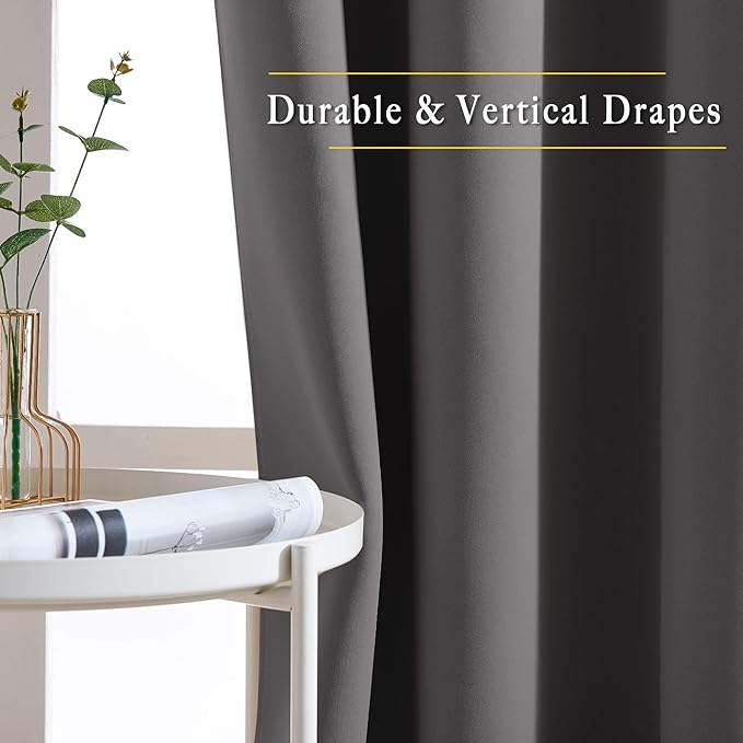 NICETOWN Grey Room Darkening Curtains Blackout 36 inch Curtains - Image 3