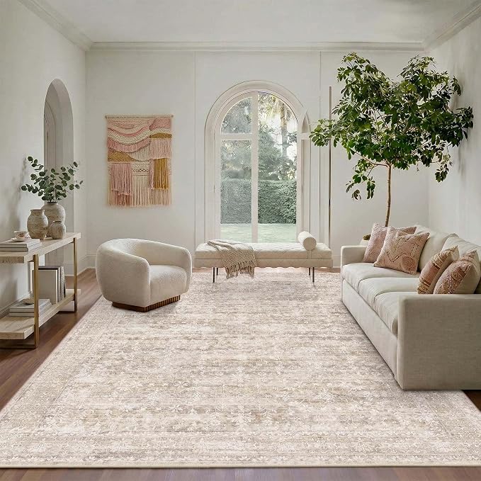 Latte&Fog Beige 8x10 Area Rugs for Living Room Netural Large Washable Rugs | by LatteFog