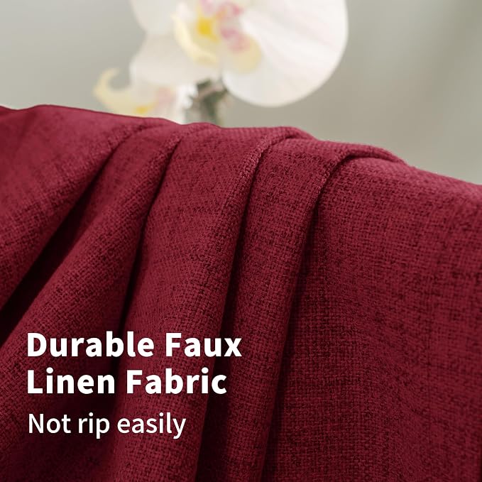 YoungsTex Burgundy Linen Blackout Curtains 40 Inches Long, Short Thermal - Image 6