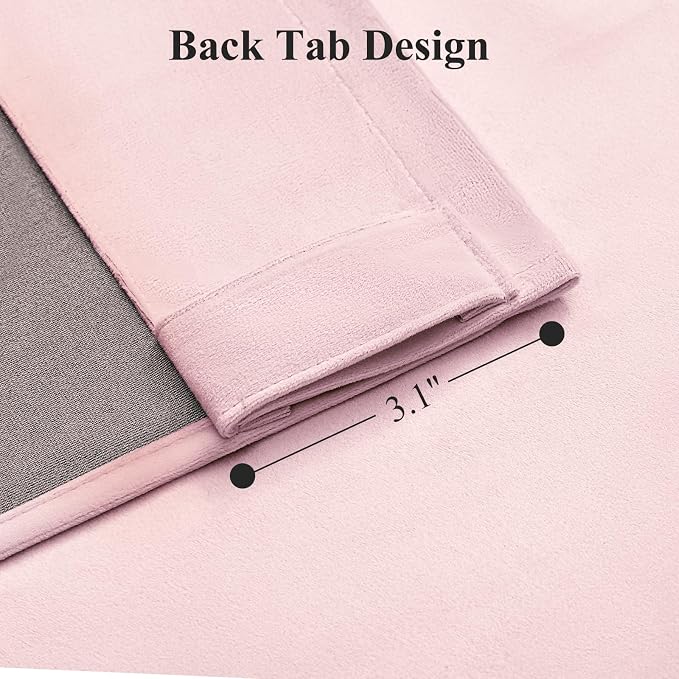 96 Inch Pink Velvet Curtains for Bedroom Back Tab Drapes Thermal Insulated | - Image 7