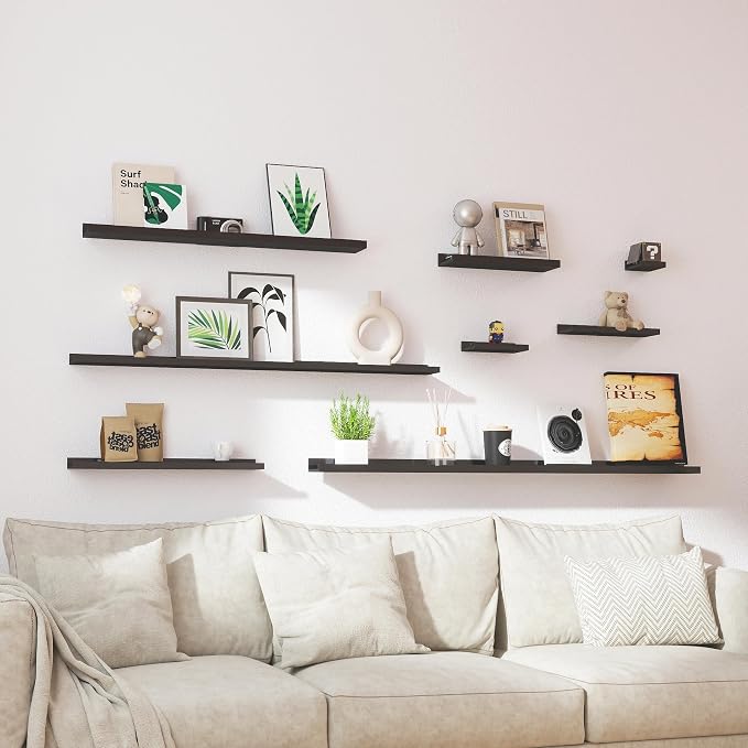 Black Floating Shelves for Wall Decor, 52 in Shelf - Image 7