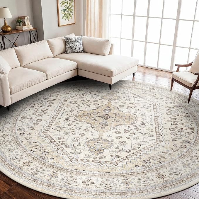 9x9 Round Washable Area Rug by Puino