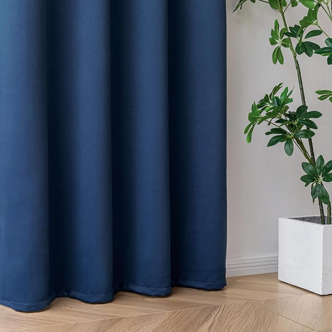 IGEMAEVE Blackout Curtains for Bedroom Rod Pocket Navy Blue 52" W x 96" L | - Image 6