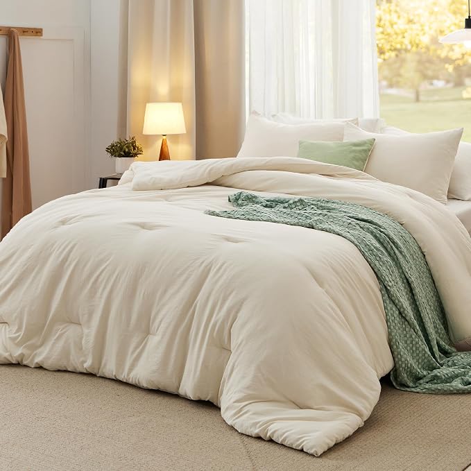 Bedsure Full Comforter Set, Cream Soft Prewashed Bedding by Unknown