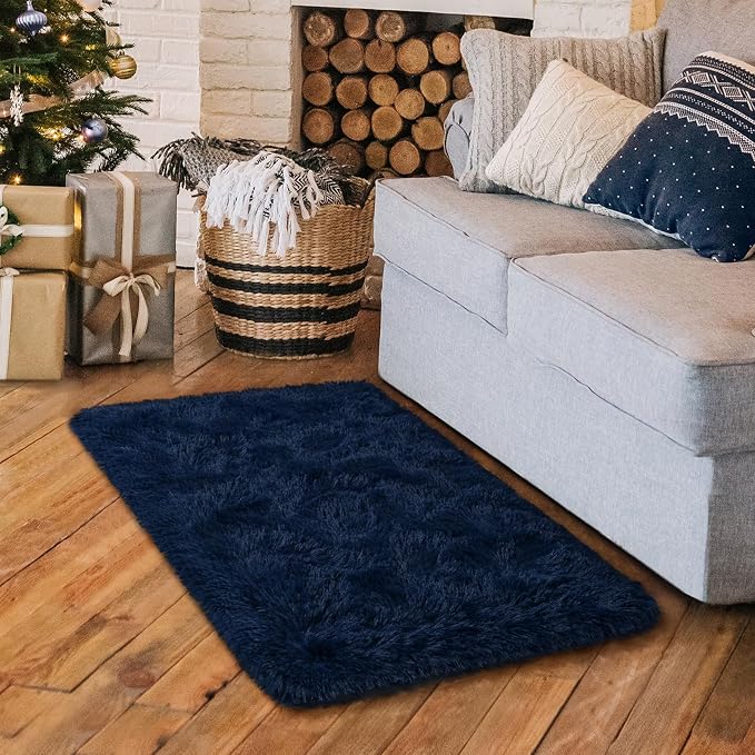 HOMORE Small Rugs for Bedroom 2x3 Navy Blue Rug for Bedside Living Room | Soft - Image 2