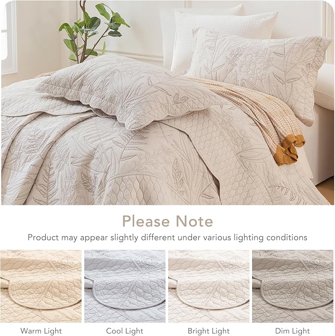 Lady Ann Oversized King Quilt Set 128x120, Soft Lightweight Extra Large Wheat - Image 8