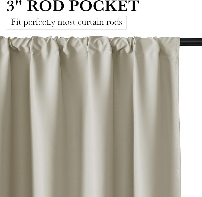 RYB HOME 100% Blackout Bathroom Curtains Over Sink 24 inches Long | Heat UV - Image 3