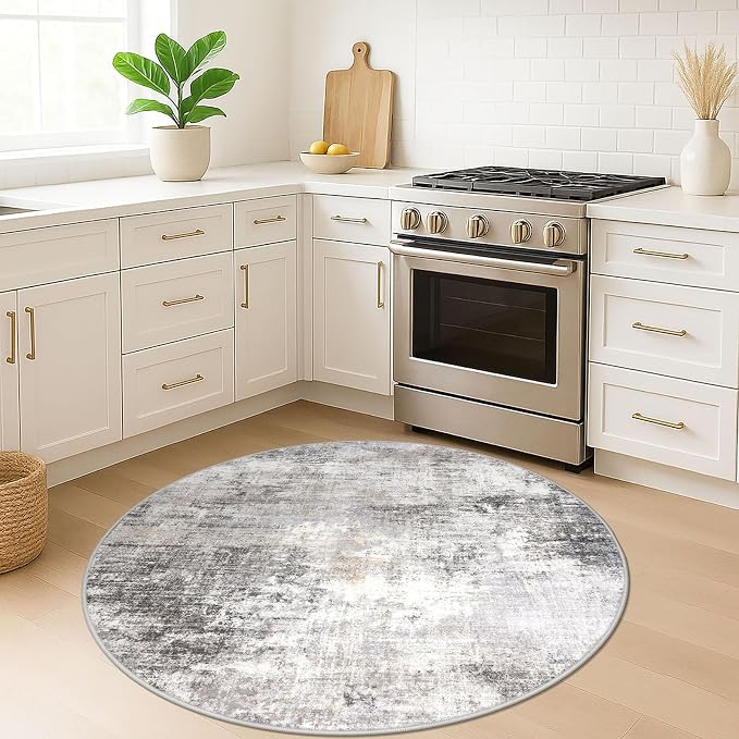 Round Area Rug 5 Ft Circle Entryway Rugs Round Washable Door Mat Indoor Entrance - Image 3