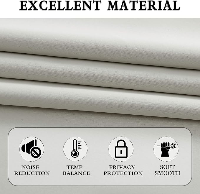 Light Grey Blackout Curtains for Bedroom -Thermal Insulated Window Treatment - Image 5