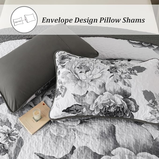 WONGS BEDDING Quilt King Size, Soft Microfiber Lightweight Farmhouse Bed Cover - Image 5