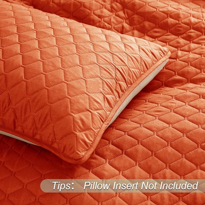 Exclusivo Mezcla Reversible Full Queen Quilt Bedding Set, Burnt Orange | - Image 5