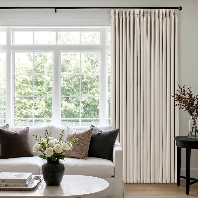 60 Inch Wide Pinch Pleated 100% Blackout Curtains 96 Inches Long, Natural | - Image 5