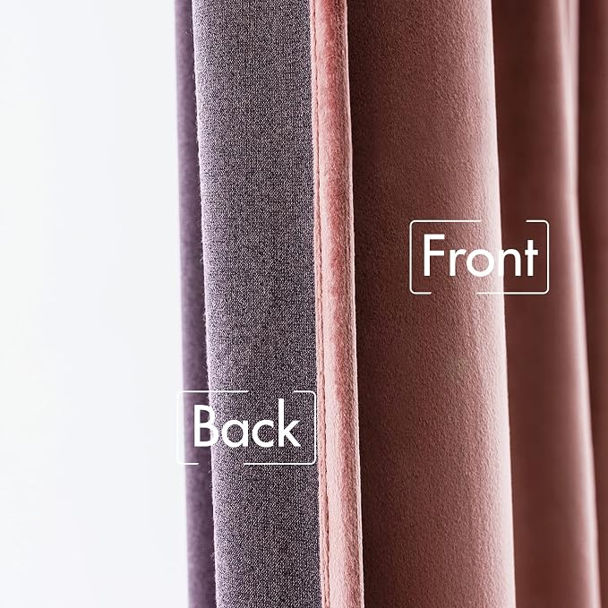 MIULEE Dusty Rose Pink Velvet Pinch Pleat Blackout Curtains 52" W x 90" L | 2 - Image 6