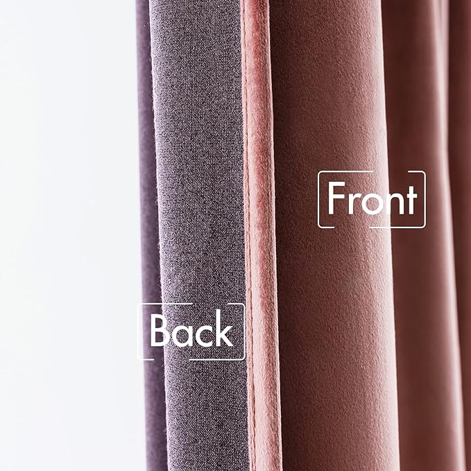 MIULEE Velvet Curtains 52x63 inches 2 Panels Dusty Rose Pink Curtains | Luxury - Image 6