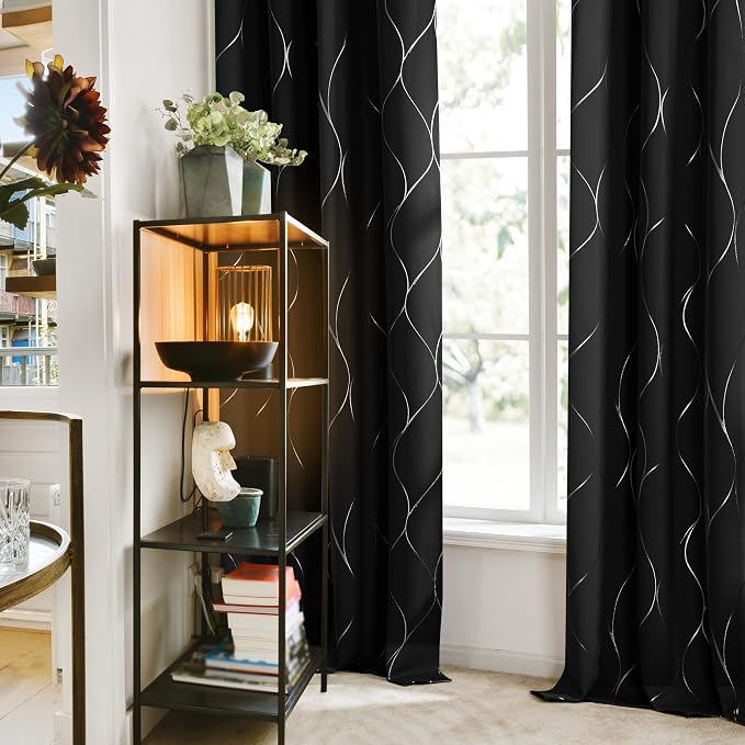 Deconovo Curtains for Living Room, Pattern Blackout Curtains 108 Inch Long | - Image 3