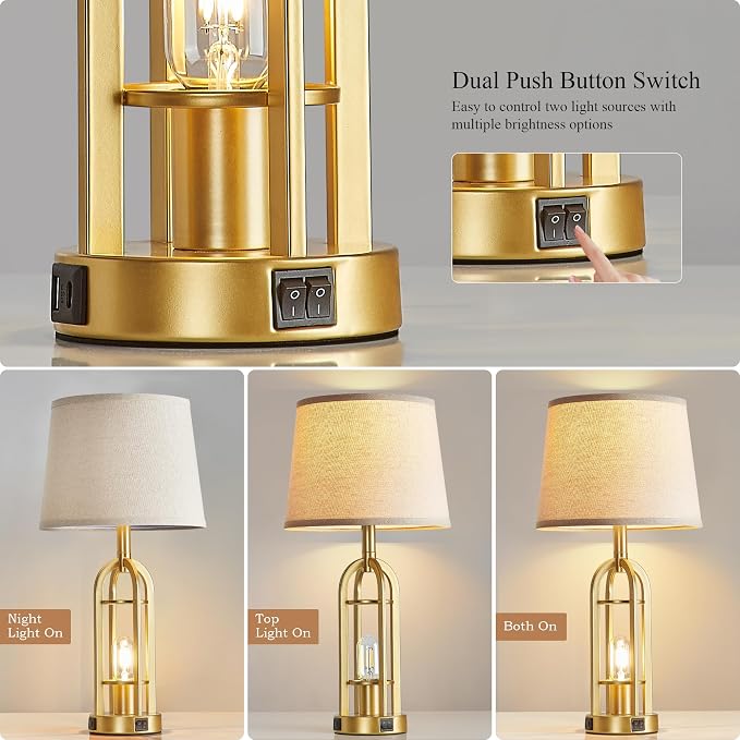 SRJJA Gold Table Lamps for Living Room Set of 2 - Image 2