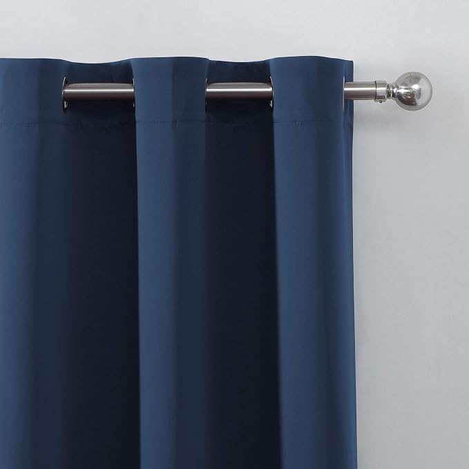 Navy Blue Thermal Blackout Curtains/52 x 95 Inch/Set of 2 Panels Room Darkening - Image 6