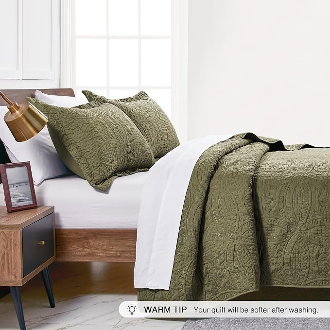 Love's cabin Quilts for Queen Bed Green Bedspreads Bedding Set - Image 4