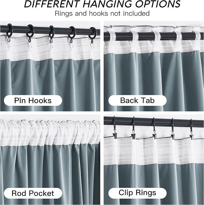 RYB HOME Stone Blue Velvet Curtains 72 inches Length - Image 4