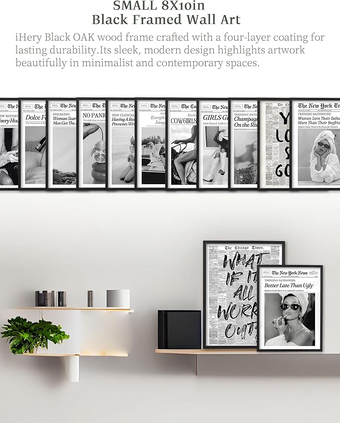 iHery 8x10in Cowgirls Go Coastal Framed Newspaper Wall Art | Premium Black - Image 4