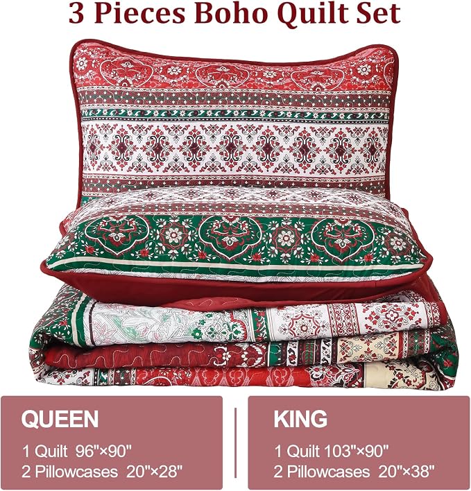 WONGS BEDDING Boho Quilt Set Full, Ultra Soft Lightweight Bedspread - Image 6