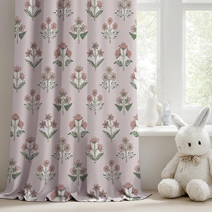 RYB HOME 100% Blackout Floral Curtains 63 Inches Long, Grommet Room Darkening - Image 7