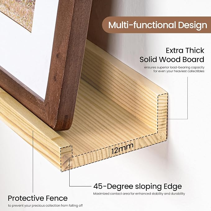 Picture Ledge Shelf, Floating Shelves Set of 2, 36 Inches Solid Wood Nursery - Image 4