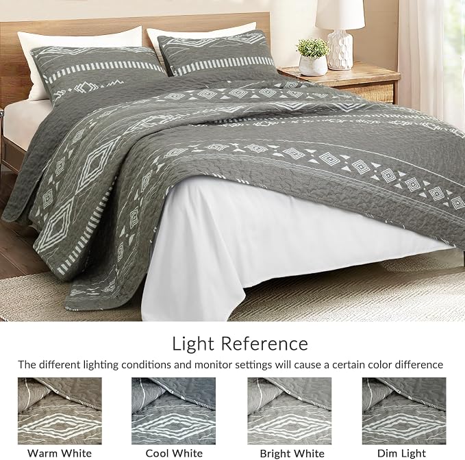 Whale Flotilla Reversible Grey Print Quilt Twin Size - Image 6
