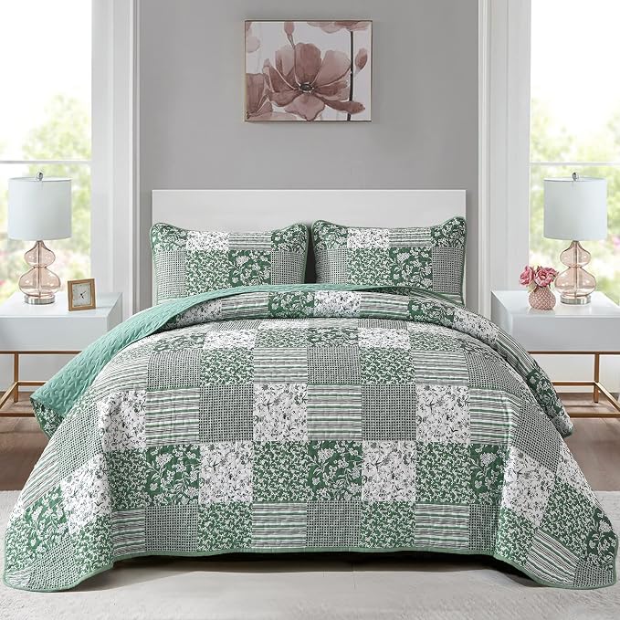 Mybedsoul Boho Quilts Queen Size, Patchwork Reversible Bedding Set, 3 Pieces by Mybedsoul