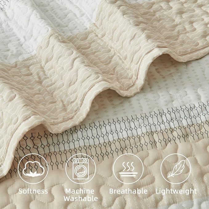 King Size Quilt Set Beige - Image 5