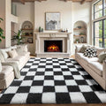 KICMOR 6x9 Area Rugs for Living Room Bedroom, Large Black and White Checkered by KICMOR