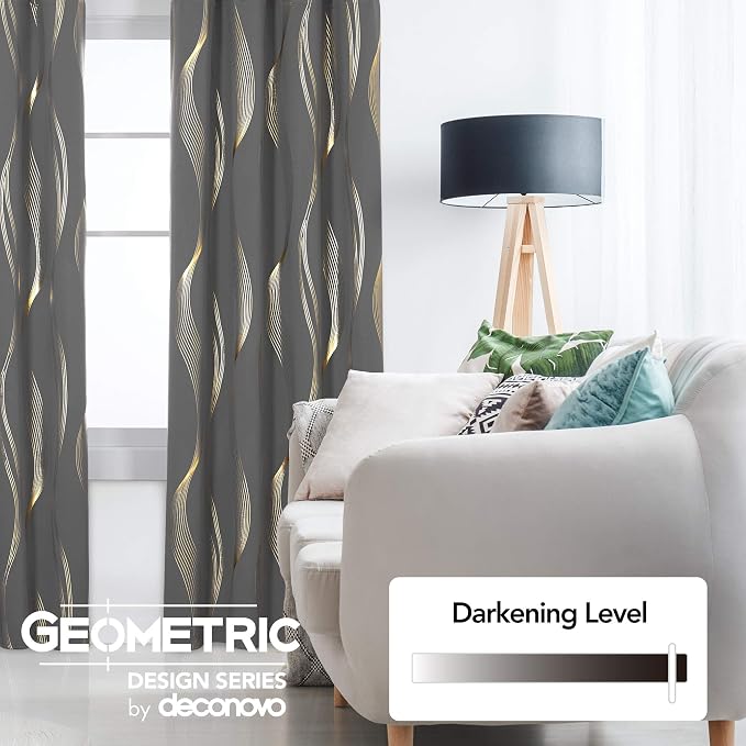 Deconovo Curtains for Living Room, Pattern Blackout Curtains 63 Inches Long | - Image 3