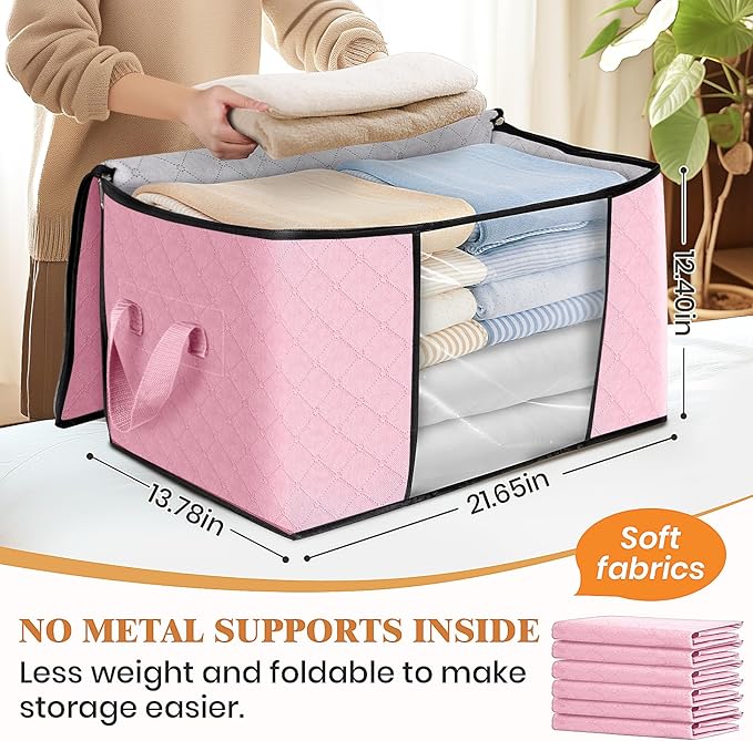 3 Pack Storage Bags for Clothes Blanket Storage Bins - Image 2