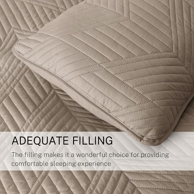 Exclusivo Mezcla Ultrasonic Twin Quilt Bedding Set, Taupe | Lightweight - Image 6