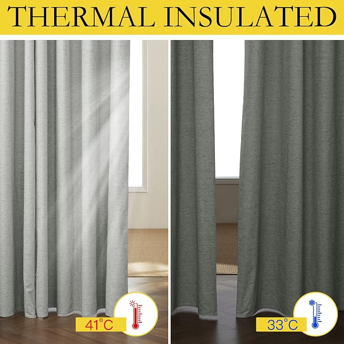 NICETOWN Grey Full Shade Cold Reducing Curtain Panels, 52 x 63 inch, Pair of - Image 4