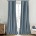 MIULEE 100% Blackout Back Tab Pleat Linen Curtains 50" Wx108 L, Stone Blue | 2 by MIULEE