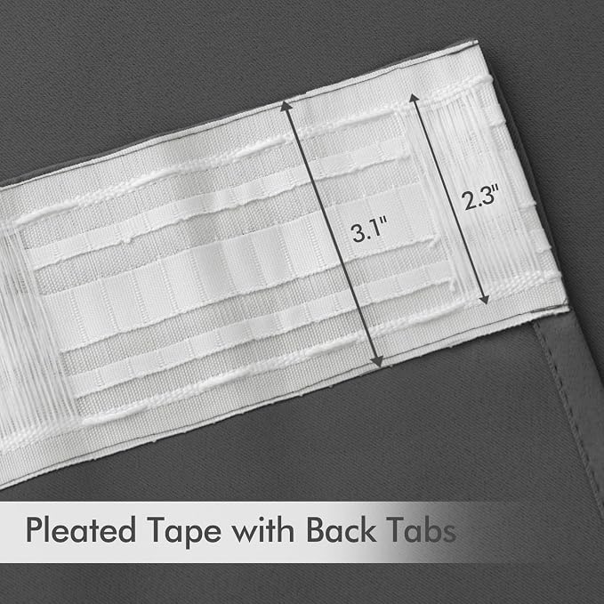 MIULEE Grey Back Tab Blackout Curtains 52x120 Inch Long 2 Panels Set | Rod - Image 4