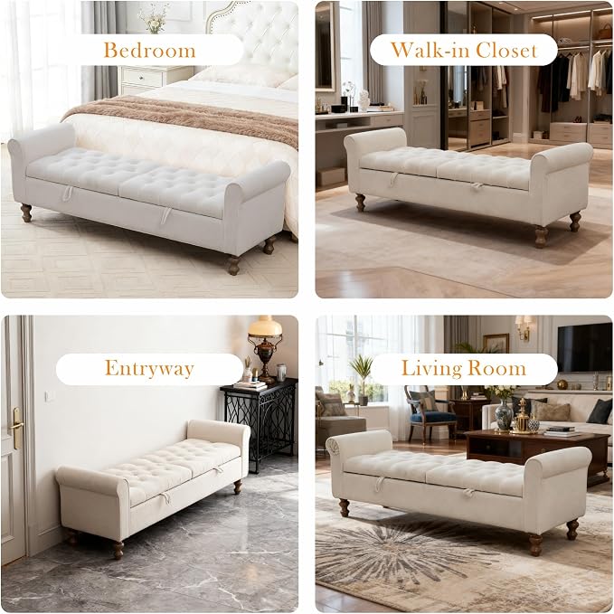 Aoiy & Wifon 65.7" W Large Storage Ottoman Bench, King Size End of Bed Storage - Image 7