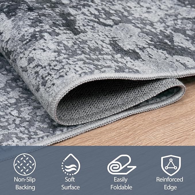 Aelenmu 8x10 Area Rugs for Living Room Washable Bedroom Dining Room Black | - Image 4