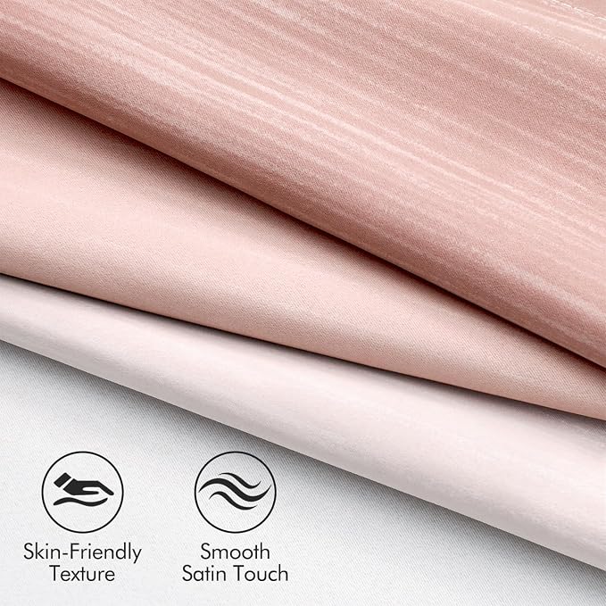 MIULEE Pink and Greyish White Ombre Blackout Curtains 52Wx84L Set of 2 | Full - Image 6