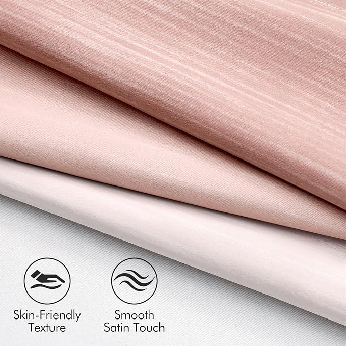 MIULEE Pink and Greyish White Ombre Blackout Curtains 52Wx72L Set of 2 | Full - Image 5