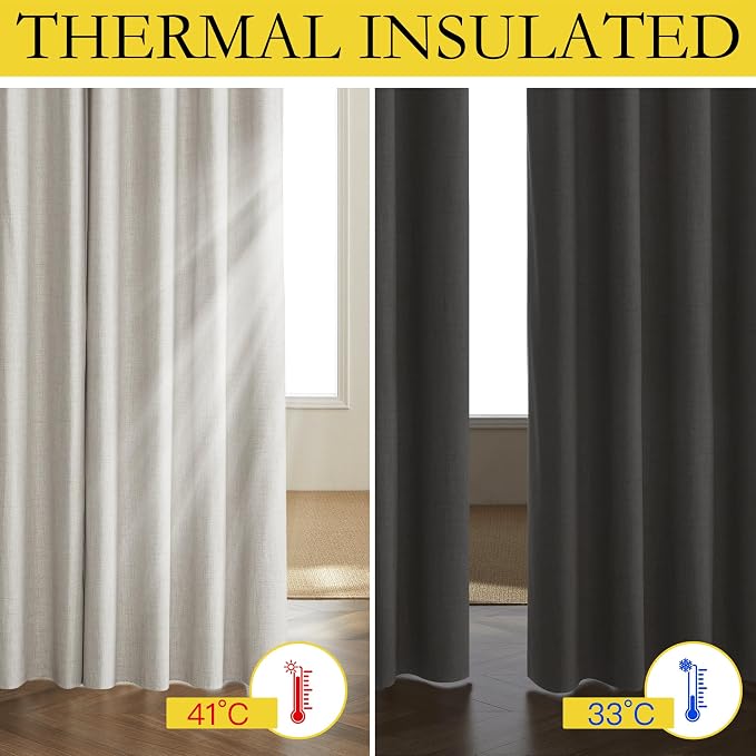 NICETOWN Snowbound Vintage Linen 100% Blackout Curtains - Image 4