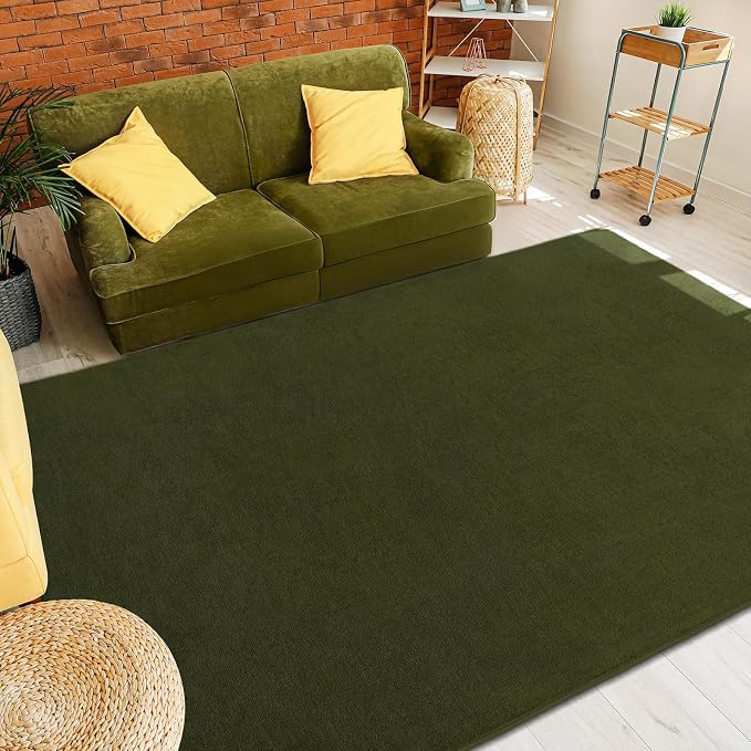 8x10 Area Rugs for Bedroom Living Room, Olive Green Memory Foam Rug | Thickened - Image 9