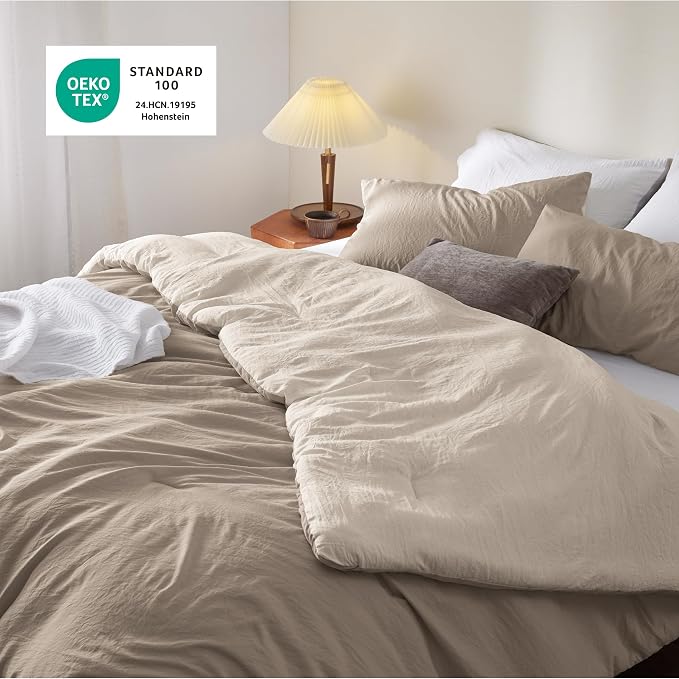 Bedsure Twin/Twin XL Comforter Set, Khaki Beige Soft Prewashed Bedding - Image 4