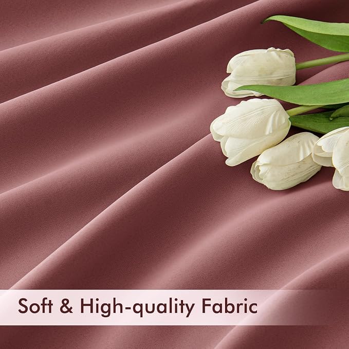 MIULEE Dusty Rose Back Tab Blackout Curtains 52x72 Inches Long 2 Panels Set | - Image 6