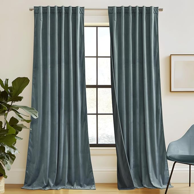 RYB HOME Velvet Curtains 90 inches Long by RYBHOME