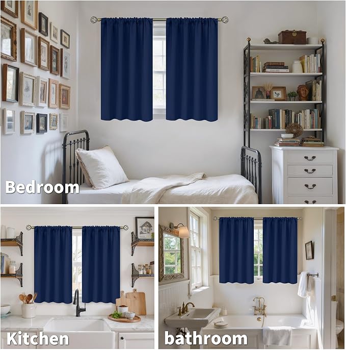 BGment Navy Blue Small Curtains 30 Inch Length - Image 2