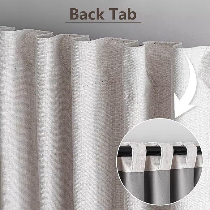 100% Blackout Curtains 108 inch Length1 Panel Faux Linen Long Drapes - Image 2