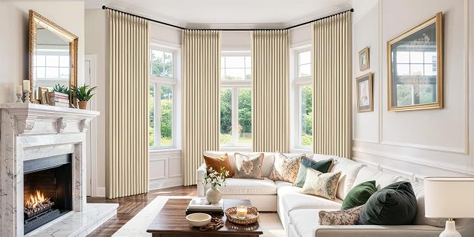 MIULEE Pinch Pleated 100% Blackout Curtains 40"x90" Long Sand 4 Panels Set | - Image 2