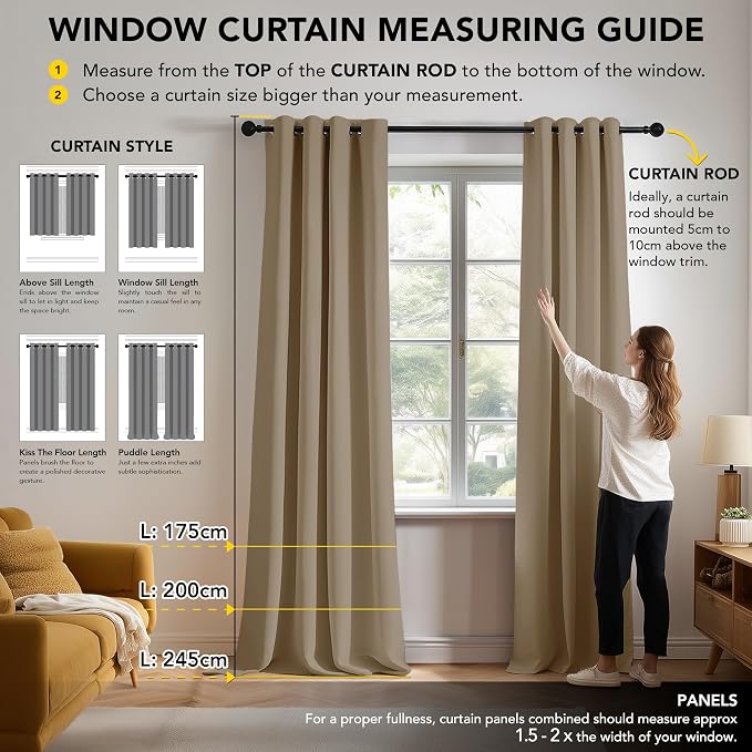 Deconovo Blackout Curtains for Bedroom and Living Room 84 Inches Long | Black - Image 7